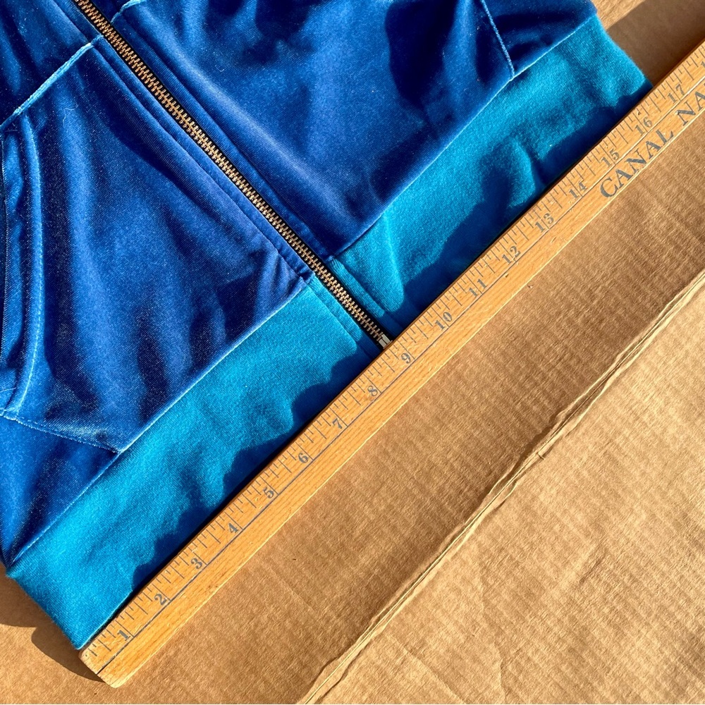 Aviator Nation Turquoise Velvet Full Zip Sweatshirt Hoodie Small Rainbow Stripes - Picture 11 of 13